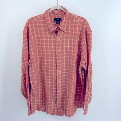 Brooks Bothers 346 100% linen plaid long sleeve button down shirt sz L - Image 1 of 4