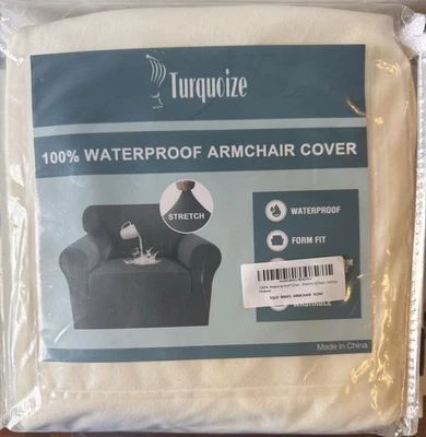 Turquoize 100% 防水弹力抓绒椅 (31 英寸 - 46 英寸) 懒人沙发套,象牙白 — 第 1/4 张图片