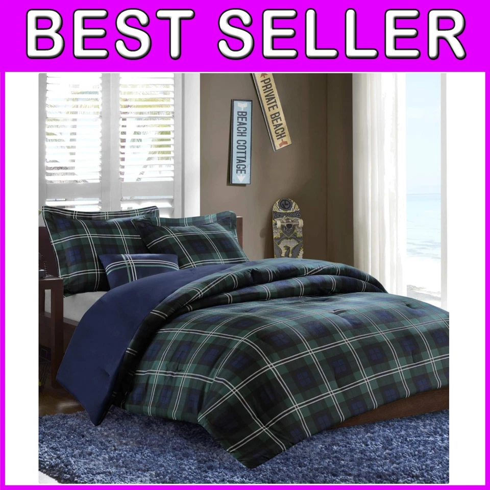 Juego de edredón de diseño a cuadros estilo de vida de cabina Foto 1 de 4