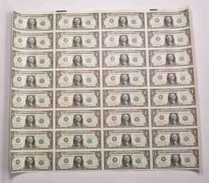 Lot (32) 2003 A $1 Chicago IL FRN Green Seal Uncut Sheet *8168 - Picture 1 of 7
