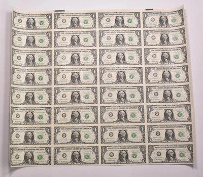 Lot (32) 2003 A $1 Chicago IL FRN Green Seal Uncut Sheet *8168 - Image 1 of 4