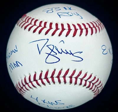 🔥 DARRYL STRAWBERRY 4x INSCRIPTION SIGNED STAT BALL JSA CLEAN INK & BALL 🔥 - Image 1 of 4