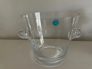 Tiffany & Co. Glass Ice Bucket / Original Sticker New 6 inch Scroll Handle Box - Picture 1 of 12