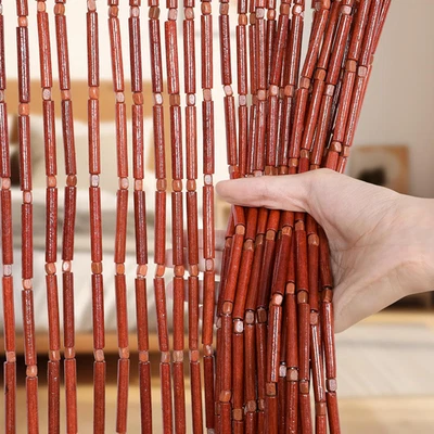 Cortinas de cuentas de bambú hechas a mano para puertas, 65 hilos 35,5 X 78,7 pulgadas natural con Foto 1 de 4