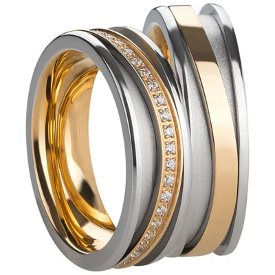 Ring Freundschafts- Partner- Ehe- Verlobungsringe Edelstahl Silber Gold +Gravur - Bild 1 von 2