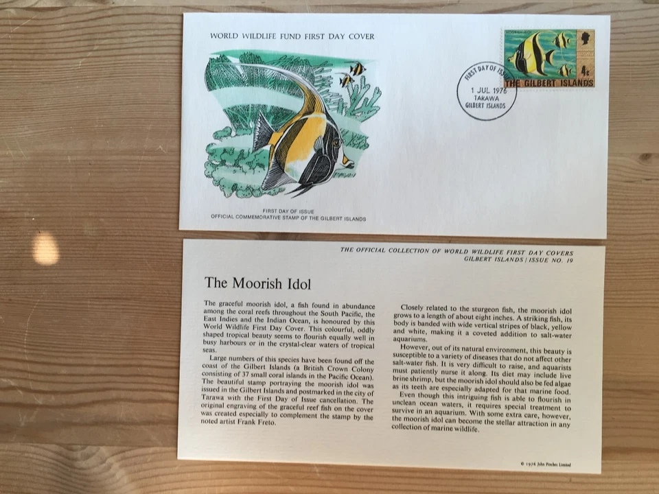 GILBERT ISLANDS 1976 FDC WWF 019 FISH MOORISH IDOL - Image 1 of 1