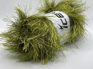 Long Eyelash 100gr Olive Green 81660 Ice Yarns Extra Long Eyelash Yarn 100gr 76y - Picture 1 of 4