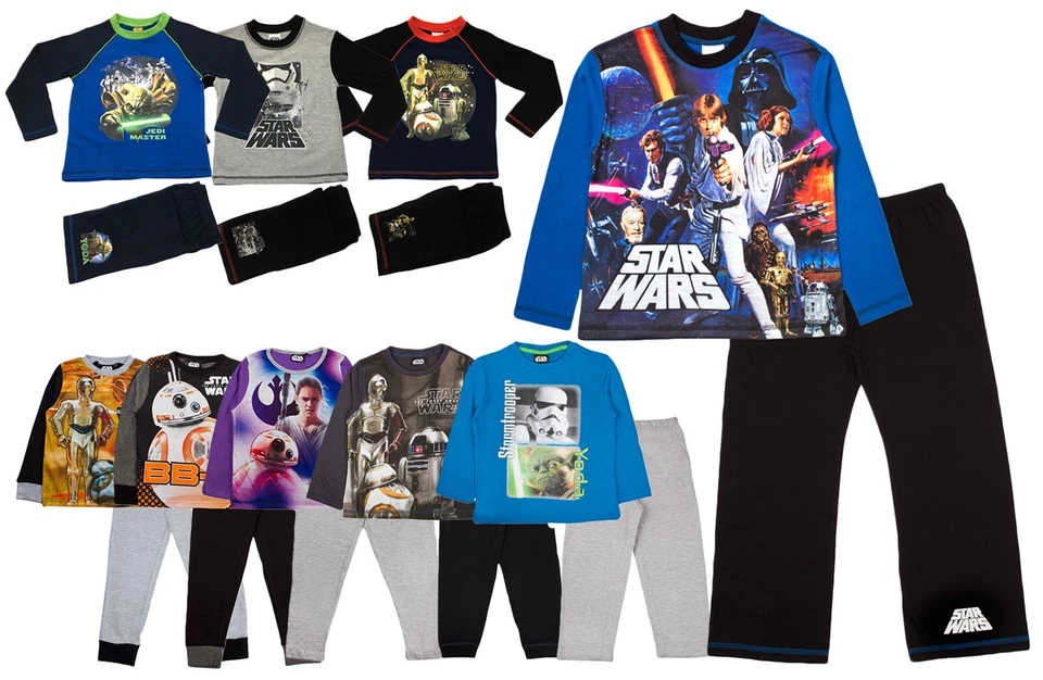 DISNEY Star Wars Schlafanzug Kinder Lang Pyjama Set Kinder Nachtwäsche Darth Vader Jedi Gr.