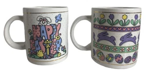 Vintage 1995 J.I.I. Hase Kaninchen Kaffee Tee Becher Tasse Ostern Frühling 2er Set - Bild 1 von 7