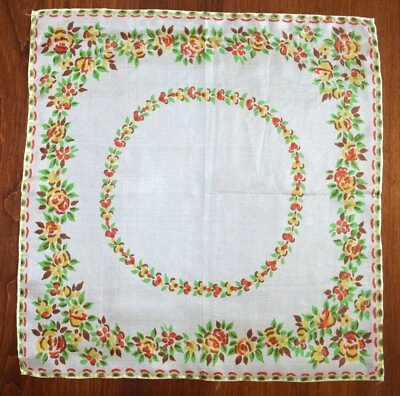 DE COLECCIÓN HANKY SEDA IMPRESA ART DECO AÑOS 20 SERIGRAFÍA NUEVO COLOR OTOÑO DOBLADILLO A MANO Foto 1 de 4