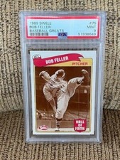 1989 Swell Bob Feller PSA 9 #75 Indians Baseball Greats Card POP 1 NEWCLEAN CASE