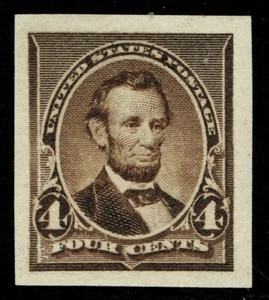 [mag014] Scott#222P5 4c 1890 IMPERF on stamp paper MLH signed GEORG BUHLER - Picture 1 of 2