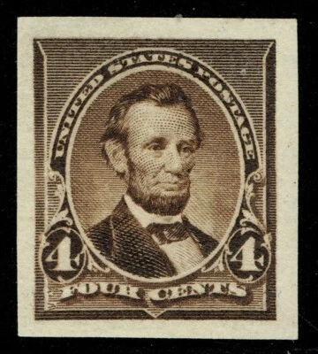 [mag014] Scott#222P5 4c 1890 IMPERF on stamp paper MLH signed GEORG BUHLER - Image 1 of 2