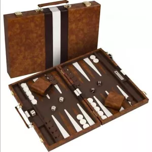Premium Leather Backgammon Board Game Set Classic Backgammon Game Set - Picture 1 of 10