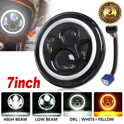 For Victory V92 C SC TC Cruiser Motorcycle 7" LED Headlight Hi/Lo Beam Ring DRL - Image 1 of 4