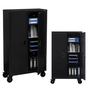 AREBOS 155x90x40 cm Archivador Armario de Oficina | Armario de Suministros Negro - Imagen 1 de 12