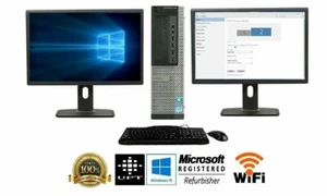 Dell Desktop PC Computer Core i3 8GB DUAL 22" LCD Monitor WiFi Windows 10 - Picture 1 of 12