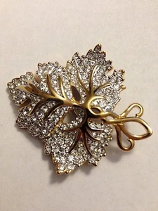 Swarovski Brosche klar Kristall & Blattgold Anstecknadel signiert - WUNDERSCHÖN! - Neu - Bild 1 von 1