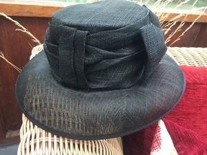 womens formal hat races occasion wedding black natural fibre Chester - Picture 1 of 2