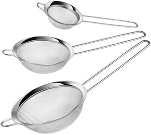 Mesh SIEVE Strainer Strainers FINE Small Large Stainless Steel Colander Kitchen - Picture 1 of 46
