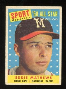 1958 Topps #480 Eddie Mathews - Milwaukee Braves - HOF - G/VG