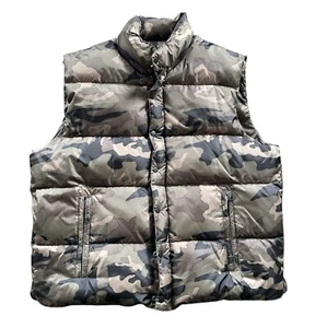 Old Navy Vest Mens Size 2XL Woodland Camouflage Puffer Vest Zip Jacket - Picture 1 of 9