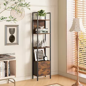 5-tier Display Book Shelf Ladder Shelf Storage Bookcase Cabinet Bookshelf Walnut - Picture 1 of 8