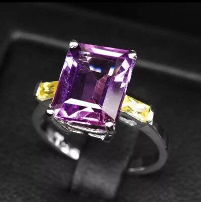 CLEARANCE Lavender Pink Sapphire Baguette 6.50Ct 925 Sterling Sliver - Image 1 of 4