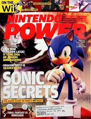 RARE ORIG 2006 NINTENDO POWER MAGIZINE VOLUME #213 WII PAPER MARIO SONIC SECRETS - Image 1 of 2
