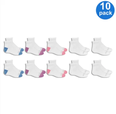 10 pares de calcetines tobilleros deportivos Fruit Of The Loom para niñas Foto 1 de 4