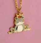 1.30Ct Round Cut Real Moissanite Frog Pendent 14K Yellow Gold Plated 18'Chain
