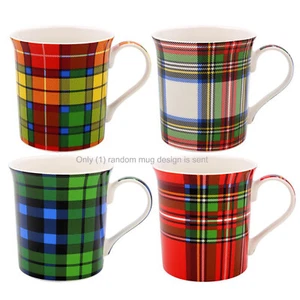 Ceramic Mug Tartan Print Plaid Cup Drinkware Fine China Gift Idea Contemporary - Foto 1 di 1