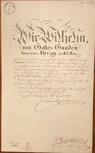 William, Duke of Nassau Signed Document 1837 - Picture 1 of 1