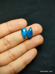 Apatite Pear Cabochon 14x8mm Neon Blue Jewelry Gemstone - Picture 1 of 5