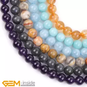 8mm Natural Assorted Gemsotnes Round Loose Beads For Jewellery Making 15" DIY AU - Picture 1 of 311