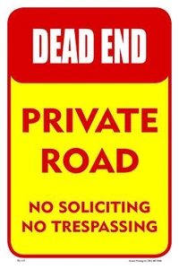 Dead End Private Road | Metal Parking Sign | 12"W x 18"H - Picture 1 of 4