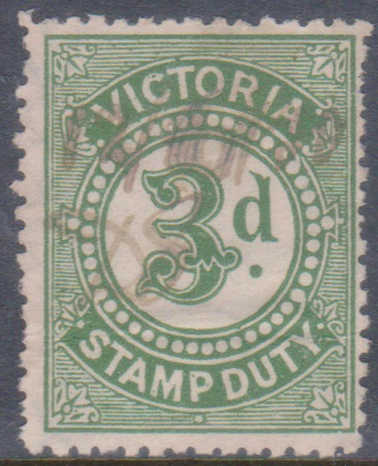(F123-104) 1940 Australia Victoria 3d verde sello impuesto (DC) Foto 1 de 1