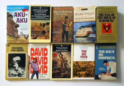 Lot of 10 Vintage Nonfiction Books: Life on the Mississippi, Walden, Aku-Aku, +7 Foto 1 de 4