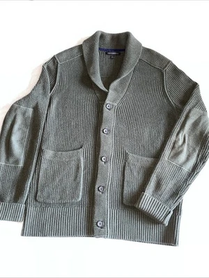 Cárdigan suéter Banana Republic para hombre grande verde cuello chal bolsillos con botones Foto 1 de 4