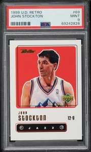 1999 Upper Deck Retro BkB Card # 69 John Stockton Utah Jazz HOF PSA 9 MINT - Picture 1 of 2