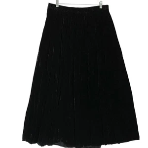 Vintage Talbots Samt Midi Rock L schwarz Pull On Plissee Witchy Whimsigoth Goth - Bild 1 von 6