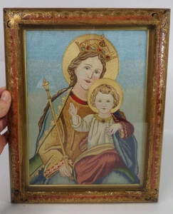 Madonna and Child Hand Sewn Needlepoint Tapestry Framed 31 x 25 cm - Picture 1 of 9