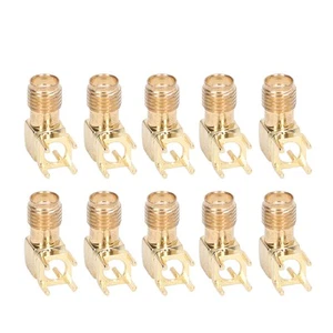 10x RF Connector Panel Bent 90° 4 Pin Antenna Base PCB Board End Coaxial Adapte✈ - Picture 1 of 23