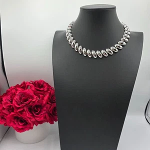 Collar de eslabones gruesos tono plata NAPIER de colección declaración estilo dinero antiguo - Imagen 1 de 8