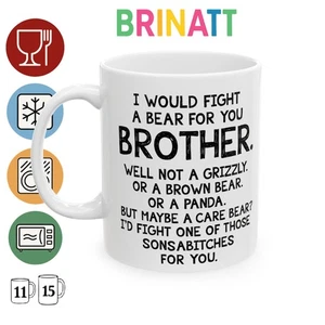 Keramiktasse - Fight A Bear For You Bruder - Geschenk Kaffeetasse lustig - Bild 1 von 9