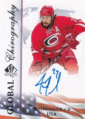 2015-16 SP Authentic Global Chirography #USAJF Justin Faulk AUTO - Image 1 of 2