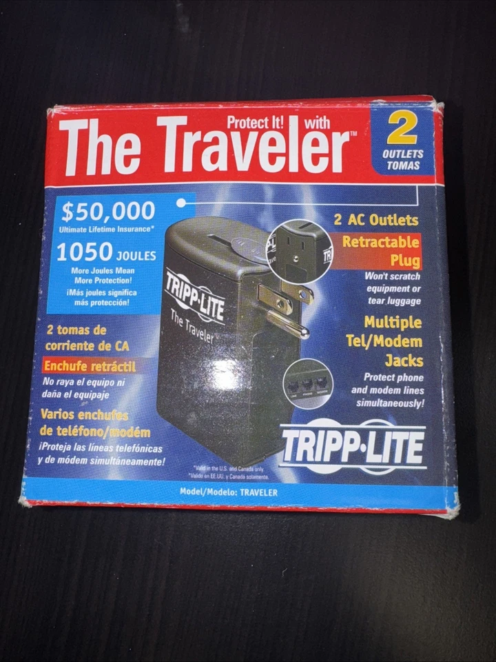 Tripp•Lite Traveler 1050 Joules Retractable Plug Portable Surge Protector - Image 1 of 2