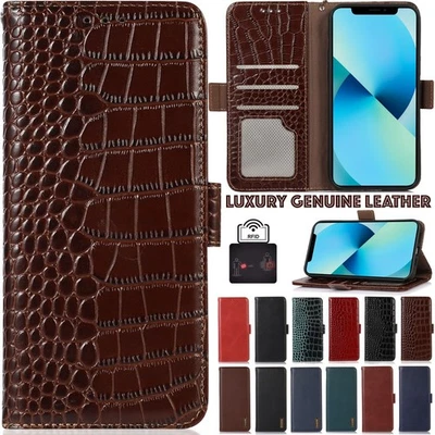 Funda tipo billetera de cuero genuino para iPhone 17 16 15 14 Plus 13 12 11 Pro Max Foto 1 de 4