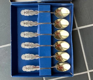Set of 6 Vintage Swedish Tea Spoons 1970s New Silver Original Box – Excellent - Picture 1 of 3