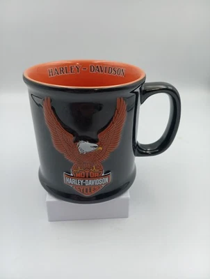 2002 Black Harley Davidson Motorcycle Oversized Coffee Mug Cup Eagle Logo T1912 - Photo 1/4